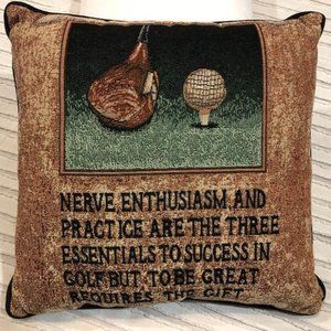 🟢 Vintage & New - J. Wiens - Golf Themed Woven Tapestry Couch or Chair Pillow